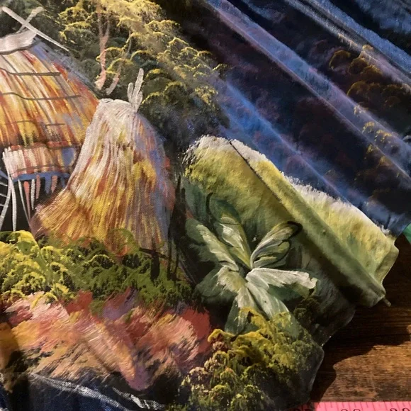 Silk Thai blue parasol/umbrella - Picture 10 of 16